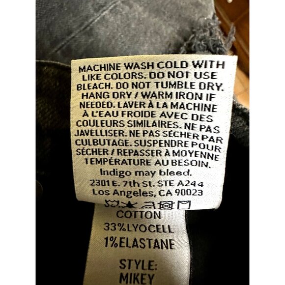 Boyish “Mikey” High-Rise Wide-Leg Jeans • Raw Hem Black Wash • Size 26 - Picture 12 of 13